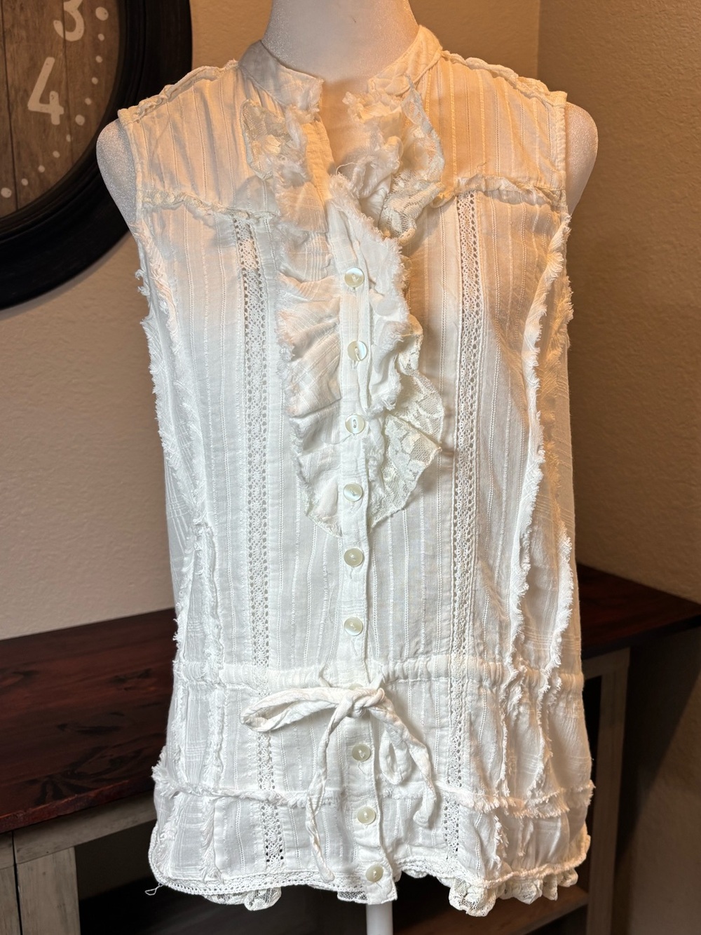 American Rag Ruffle Front Sleeveless Blouse
